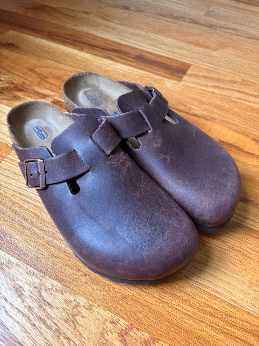 Birkenstock Boston Soft Footbed Habana Brown Oiled Leather Clog Shoes - Picture 5 of 9
